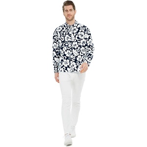 image:imageHawaii Hangover Mens Hawaiian Long Sleeve Shirt Aloha Shirt Flamingo in Love WhiteVintage Classic Hibiscus  Navy