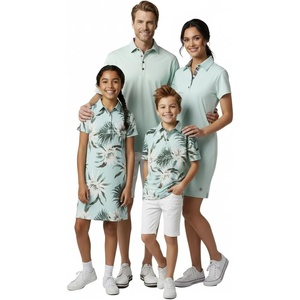 image:imageHawaii Hangover Family Matching Tropical Polo Shirts amp Polo Dresses  Wispy Cereus Light Blue Resort Golf OutfitsWomen Polo Dress Resort Solid