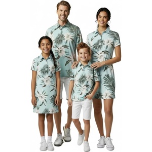 image:imageHawaii Hangover Family Matching Tropical Polo Shirts amp Polo Dresses  Wispy Cereus Light Blue Resort Golf OutfitsWomen Polo Dress Tropical Print