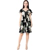 image:imageFamily Matching Hawaiian Clothes Wispy Cereus Black  Lightweight 100 rayon  Family matching outfits  Tropical floral print  Beach vacations  Luaus  Cruises  Family photosWomen Short Rahee