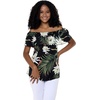 image:imageFamily Matching Hawaiian Clothes Wispy Cereus Black  Lightweight 100 rayon  Family matching outfits  Tropical floral print  Beach vacations  Luaus  Cruises  Family photosWomen Offshoulder Ruffle Top