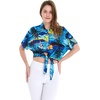 image:imageHawaii Hangover Family Matching Hawaiian Clothes Sunset Blue  Family matching Hawaiian outfits Sunset Blue lightweight rayon machine washable tropical print luaus cruisesWomen Tie Front Shirt