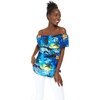 image:imageHawaii Hangover Family Matching Hawaiian Clothes Sunset Blue  Family matching Hawaiian outfits Sunset Blue lightweight rayon machine washable tropical print luaus cruisesWomen Offshoulder Ruffle Top