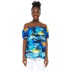 image:imageHawaii Hangover Family Matching Hawaiian Clothes Sunset Blue  Family matching Hawaiian outfits Sunset Blue lightweight rayon machine washable tropical print luaus cruisesWomen Offshoulder Ruffle Top