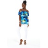image:imageHawaii Hangover Family Matching Hawaiian Clothes Sunset Blue  Family matching Hawaiian outfits Sunset Blue lightweight rayon machine washable tropical print luaus cruisesWomen Offshoulder Ruffle Top