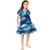 image:imageHawaii Hangover Family Matching Hawaiian Clothes Sunset Blue  Family matching Hawaiian outfits Sunset Blue lightweight rayon machine washable tropical print luaus cruisesGirl Simple Muumuu Ruffle