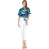 image:imageHawaii Hangover Family Matching Hawaiian Clothes Sunset Blue  Family matching Hawaiian outfits Sunset Blue lightweight rayon machine washable tropical print luaus cruisesWomen Tie Front Shirt