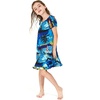 image:imageHawaii Hangover Family Matching Hawaiian Clothes Sunset Blue  Family matching Hawaiian outfits Sunset Blue lightweight rayon machine washable tropical print luaus cruisesGirl Simple Muumuu Ruffle