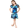 image:imageHawaii Hangover Family Matching Hawaiian Clothes Sunset Blue  Family matching Hawaiian outfits Sunset Blue lightweight rayon machine washable tropical print luaus cruisesGirl Simple Muumuu Ruffle