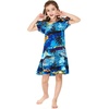 image:imageHawaii Hangover Family Matching Hawaiian Clothes Sunset Blue  Family matching Hawaiian outfits Sunset Blue lightweight rayon machine washable tropical print luaus cruisesGirl Simple Muumuu Ruffle