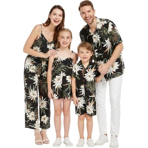 image:imageFamily Matching Hawaiian Clothes Wispy Cereus Black  Lightweight 100 rayon  Family matching outfits  Tropical floral print  Beach vacations  Luaus  Cruises  Family photosGirl Romper