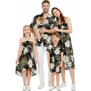 image:imageFamily Matching Hawaiian Clothes Wispy Cereus Black  Lightweight 100 rayon  Family matching outfits  Tropical floral print  Beach vacations  Luaus  Cruises  Family photosGirl Halter