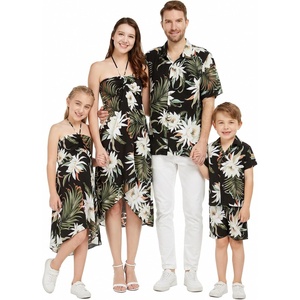image:imageFamily Matching Hawaiian Clothes Wispy Cereus Black  Lightweight 100 rayon  Family matching outfits  Tropical floral print  Beach vacations  Luaus  Cruises  Family photosWomen Halter