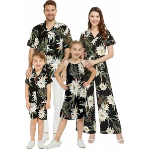 image:imageFamily Matching Hawaiian Clothes Wispy Cereus Black  Lightweight 100 rayon  Family matching outfits  Tropical floral print  Beach vacations  Luaus  Cruises  Family photosGirl Shift