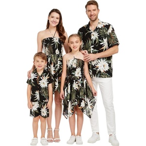 image:imageFamily Matching Hawaiian Clothes Wispy Cereus Black  Lightweight 100 rayon  Family matching outfits  Tropical floral print  Beach vacations  Luaus  Cruises  Family photosWomen Fairy