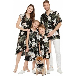 image:imageFamily Matching Hawaiian Clothes Wispy Cereus Black  Lightweight 100 rayon  Family matching outfits  Tropical floral print  Beach vacations  Luaus  Cruises  Family photosWomen Wrap Ruffle