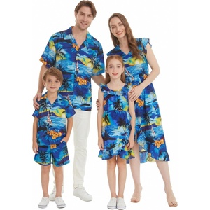 image:imageHawaii Hangover Family Matching Hawaiian Clothes Sunset Blue  Family matching Hawaiian outfits Sunset Blue lightweight rayon machine washable tropical print luaus cruisesGirl Wrap