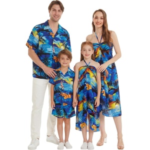 image:imageHawaii Hangover Family Matching Hawaiian Clothes Sunset Blue  Family matching Hawaiian outfits Sunset Blue lightweight rayon machine washable tropical print luaus cruisesGirl Halter