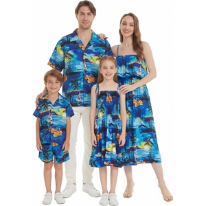 image:imageHawaii Hangover Family Matching Hawaiian Clothes Sunset Blue  Family matching Hawaiian outfits Sunset Blue lightweight rayon machine washable tropical print luaus cruisesGirl Elastic Top Strap