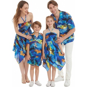 image:imageHawaii Hangover Family Matching Hawaiian Clothes Sunset Blue  Family matching Hawaiian outfits Sunset Blue lightweight rayon machine washable tropical print luaus cruisesGirl Fairy