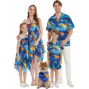image:imageHawaii Hangover Family Matching Hawaiian Clothes Sunset Blue  Family matching Hawaiian outfits Sunset Blue lightweight rayon machine washable tropical print luaus cruisesDog Bandana