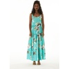 image:imageHawaii Hangover Family Matching Clothes Pineapple Garden Turquoise  Family matching Hawaiian outfits Pineapple Garden Turquoise lightweight rayon machine washable tropical print luausWomen Maxi Tiered