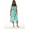 image:imageHawaii Hangover Family Matching Clothes Pineapple Garden Turquoise  Family matching Hawaiian outfits Pineapple Garden Turquoise lightweight rayon machine washable tropical print luausWomen Wrap Ruffle