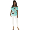 image:imageHawaii Hangover Family Matching Clothes Pineapple Garden Turquoise  Family matching Hawaiian outfits Pineapple Garden Turquoise lightweight rayon machine washable tropical print luausWomen Offshoulder Ruffle Top