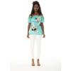 image:imageHawaii Hangover Family Matching Clothes Pineapple Garden Turquoise  Family matching Hawaiian outfits Pineapple Garden Turquoise lightweight rayon machine washable tropical print luausWomen Offshoulder Ruffle Top