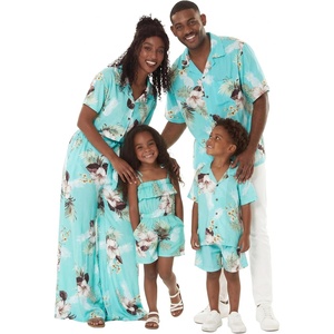 image:imageHawaii Hangover Family Matching Clothes Pineapple Garden Turquoise  Family matching Hawaiian outfits Pineapple Garden Turquoise lightweight rayon machine washable tropical print luausGirl Ruffle Top Jumpsuit Romper