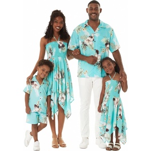 image:imageHawaii Hangover Family Matching Clothes Pineapple Garden Turquoise  Family matching Hawaiian outfits Pineapple Garden Turquoise lightweight rayon machine washable tropical print luausWomen Fairy