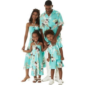 image:imageHawaii Hangover Family Matching Clothes Pineapple Garden Turquoise  Family matching Hawaiian outfits Pineapple Garden Turquoise lightweight rayon machine washable tropical print luausGirl Halter