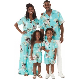 image:imageHawaii Hangover Family Matching Clothes Pineapple Garden Turquoise  Family matching Hawaiian outfits Pineapple Garden Turquoise lightweight rayon machine washable tropical print luausWomen Wide Legged With Pockets Jumpsuit
