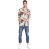 image:imageMatchable Couple Hawaiian Luau Shirt Smock Top Ruffle Wrap Skirt in Neon Sunset PinkMen Neon Sunset Pink
