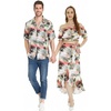 image:imageMatchable Couple Hawaiian Luau Shirt Smock Top Ruffle Wrap Skirt in Neon Sunset PinkWomen Neon Sunset Pink Top