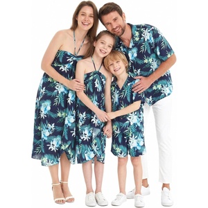 image:imageFamily Matching Hawaiian Clothes Orchid Breeze Navy  Lightweight 100 rayon  Family matching outfits  Beach vacations  Luaus  Cruises  Family photosGirl Halter