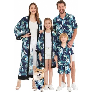 image:imageFamily Matching Hawaiian Clothes Orchid Breeze Navy  Lightweight 100 rayon  Family matching outfits  Beach vacations  Luaus  Cruises  Family photosWomen Maxi Kimono Cardigan
