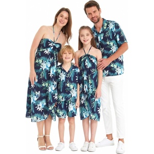 image:imageFamily Matching Hawaiian Clothes Orchid Breeze Navy  Lightweight 100 rayon  Family matching outfits  Beach vacations  Luaus  Cruises  Family photosWomen Halter