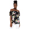 image:imageFamily Matching Hawaiian Clothes Hibiscus Black  Black Hibiscus Print  Soft Rayon Fabric  Family Matching Outfits  Vacation Ready  Luau Party WearWomen Offshoulder Ruffle Top