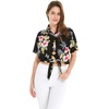 image:imageFamily Matching Hawaiian Clothes Hibiscus Black  Black Hibiscus Print  Soft Rayon Fabric  Family Matching Outfits  Vacation Ready  Luau Party WearWomen Tie Front Shirt