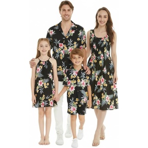 image:imageFamily Matching Hawaiian Clothes Hibiscus Black  Black Hibiscus Print  Soft Rayon Fabric  Family Matching Outfits  Vacation Ready  Luau Party WearGirl Shift