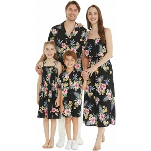 image:imageFamily Matching Hawaiian Clothes Hibiscus Black  Black Hibiscus Print  Soft Rayon Fabric  Family Matching Outfits  Vacation Ready  Luau Party WearGirl Romper