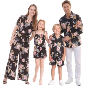 image:imageFamily Matching Hawaiian Clothes Hibiscus Black  Black Hibiscus Print  Soft Rayon Fabric  Family Matching Outfits  Vacation Ready  Luau Party WearMen Long Sleeve