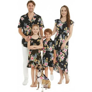 image:imageFamily Matching Hawaiian Clothes Hibiscus Black  Black Hibiscus Print  Soft Rayon Fabric  Family Matching Outfits  Vacation Ready  Luau Party WearWomen Maxi Tank