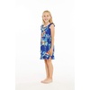 image:imageGirl Ruffle Wrap Hawaiian Luau Dress and Hat with Matching Band in Hibiscus Blue Size 6