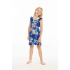 image:imageGirl Ruffle Wrap Hawaiian Luau Dress and Hat with Matching Band in Hibiscus Blue Size 6