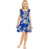 image:imageGirl Ruffle Wrap Hawaiian Luau Dress and Hat with Matching Band in Hibiscus Blue Size 6