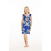 image:imageGirl Ruffle Wrap Hawaiian Luau Dress and Hat with Matching Band in Hibiscus Blue Size 6