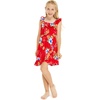image:imageGirl Ruffle Wrap Hawaiian Luau Dress and Hat with Matching Band in Hibiscus Red Size 2