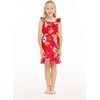image:imageGirl Ruffle Wrap Hawaiian Luau Dress and Hat with Matching Band in Hibiscus Red Size 2